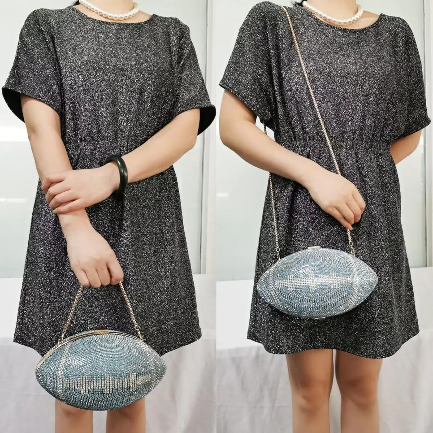 Women Football Shaped Crossbody Shoulder Bag Rugby Clutch Handbag Unique Novelty Football Purse