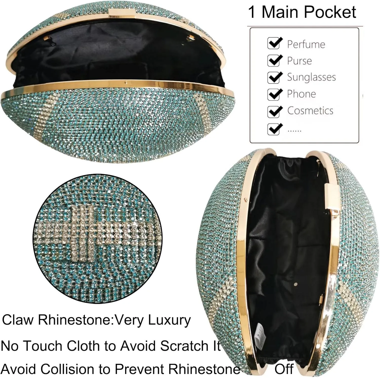 Women Football Shaped Crossbody Shoulder Bag Rugby Clutch Handbag Unique Novelty Football Purse