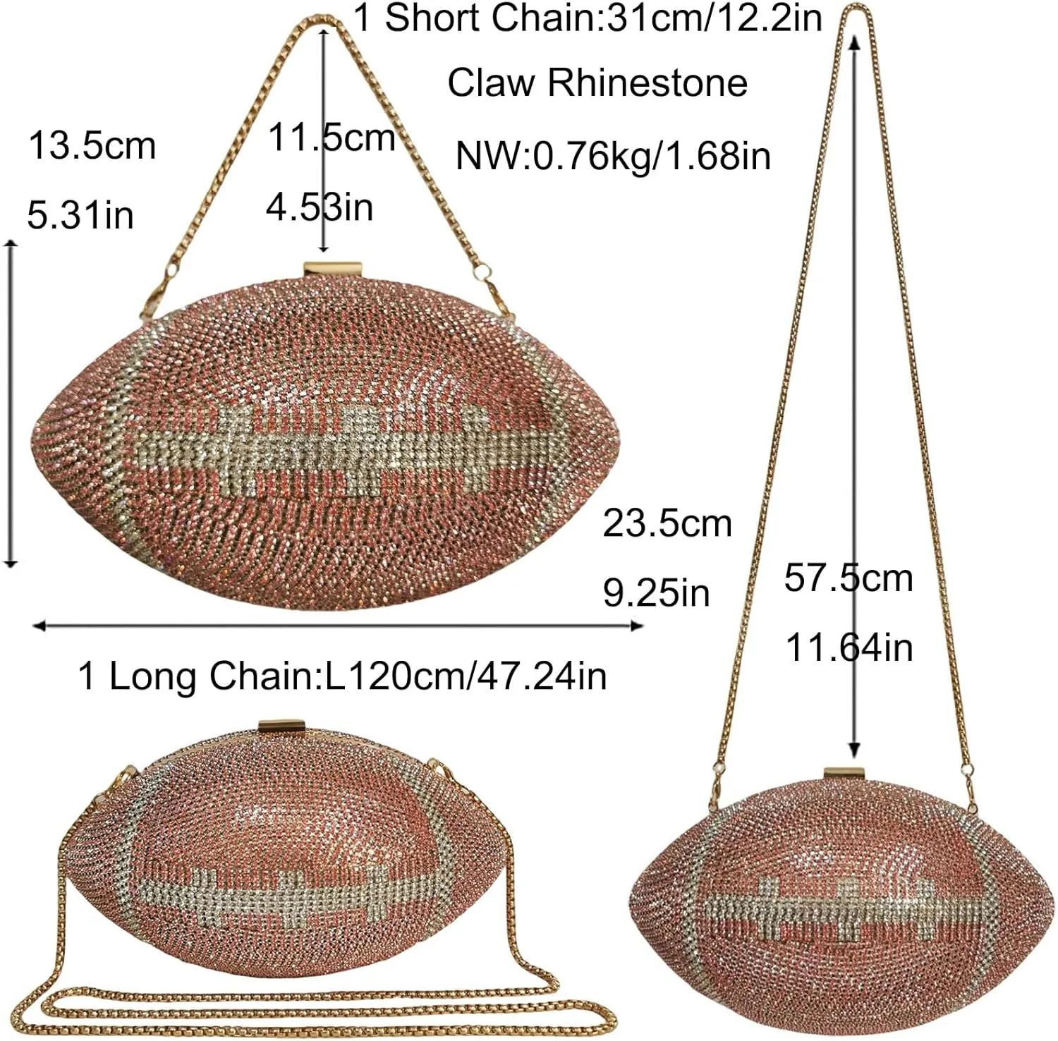 Women Football Shaped Crossbody Shoulder Bag Rugby Clutch Handbag Unique Novelty Football Purse