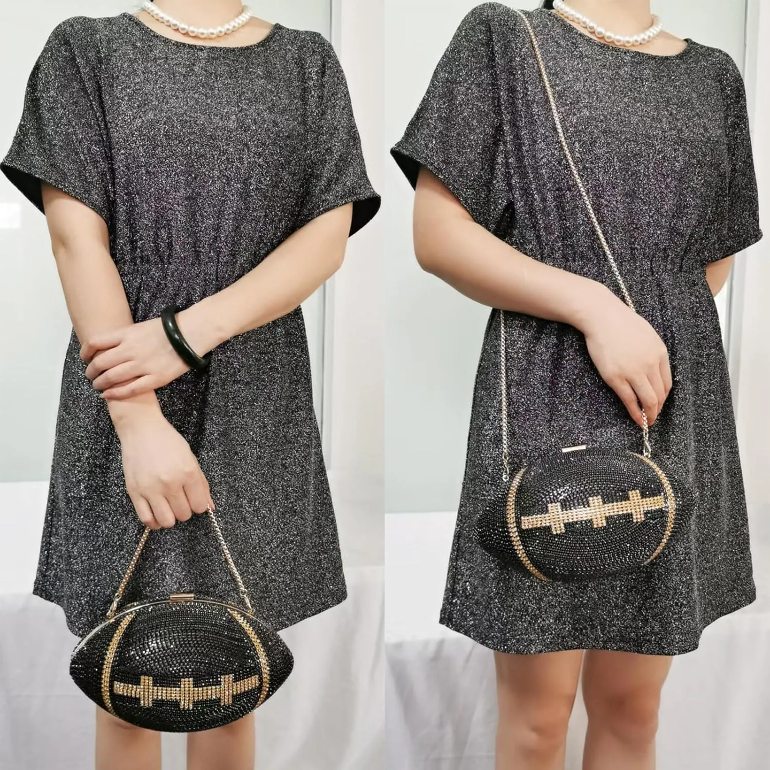 Women Football Shaped Crossbody Shoulder Bag Rugby Clutch Handbag Unique Novelty Football Purse