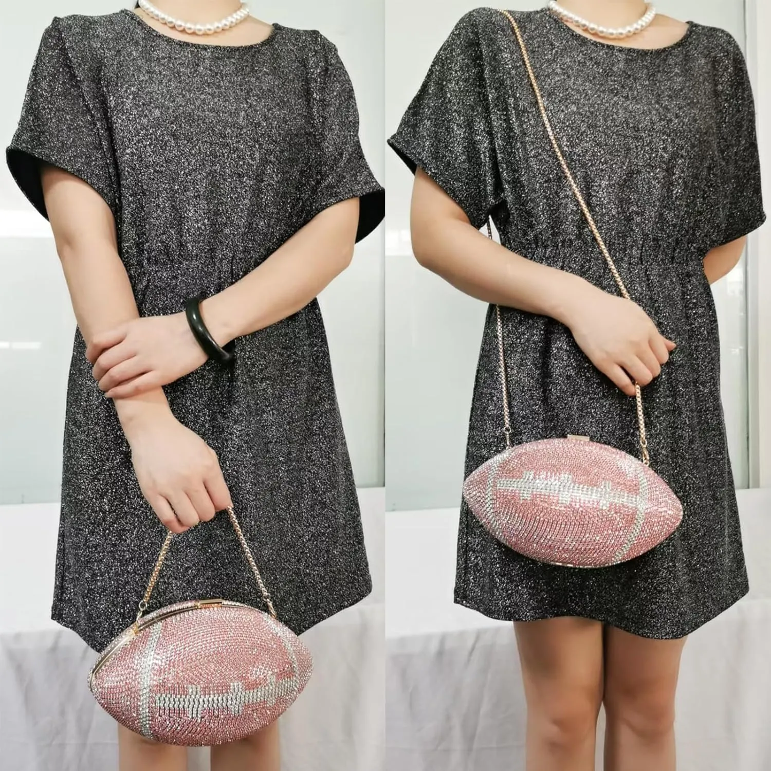 Women Football Shaped Crossbody Shoulder Bag Rugby Clutch Handbag Unique Novelty Football Purse