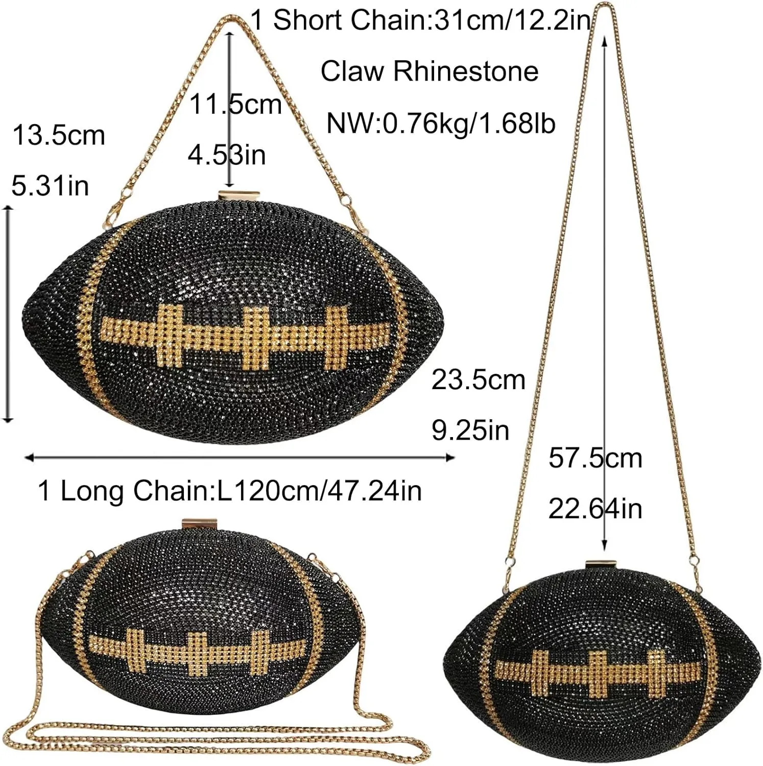 Women Football Shaped Crossbody Shoulder Bag Rugby Clutch Handbag Unique Novelty Football Purse