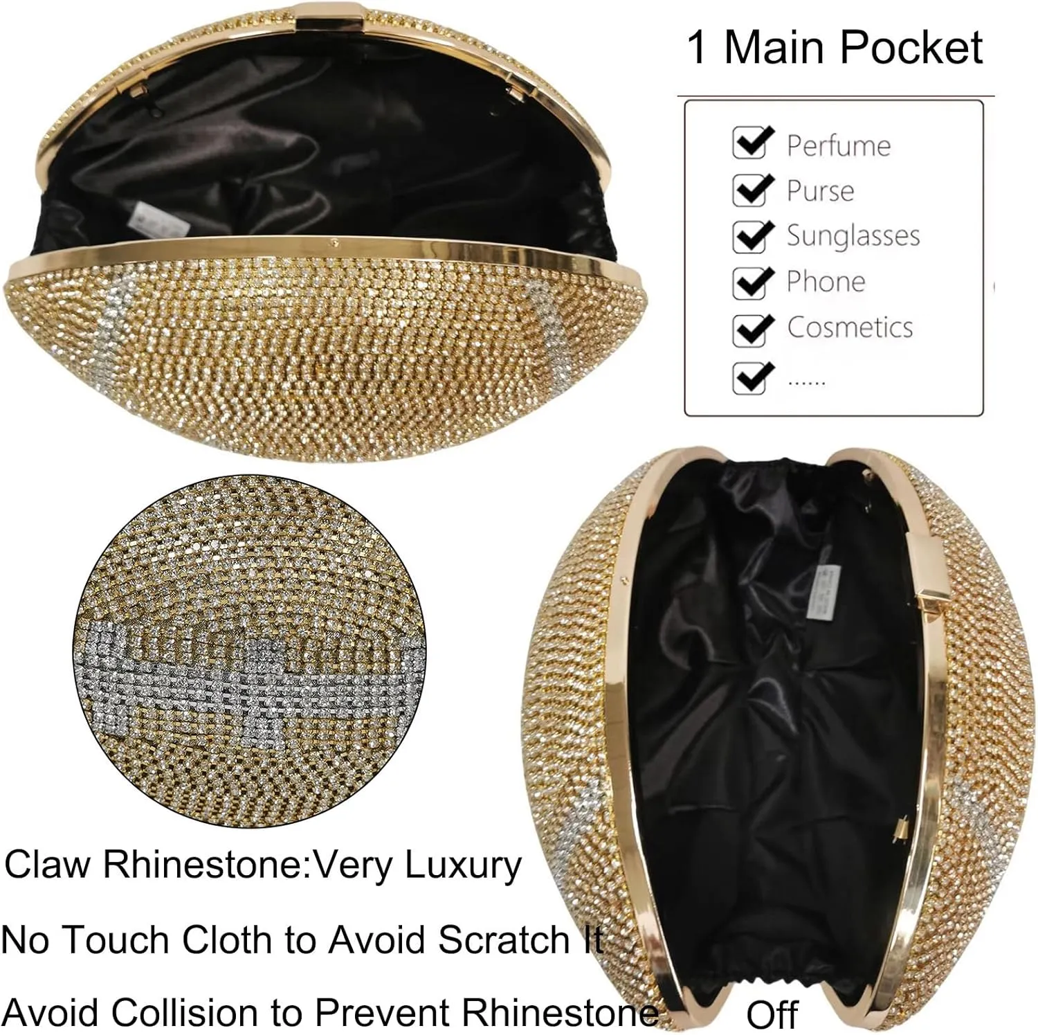Women Football Shaped Crossbody Shoulder Bag Rugby Clutch Handbag Unique Novelty Football Purse