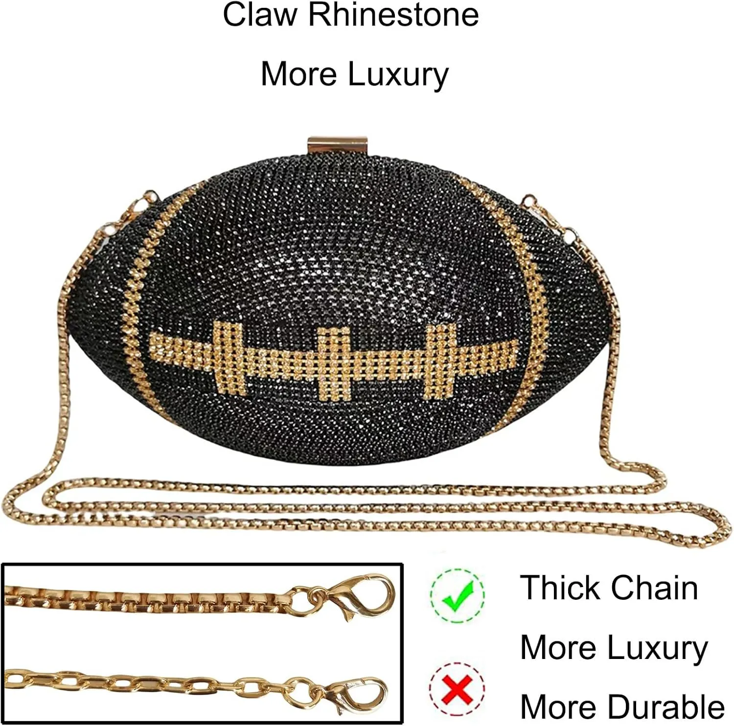 Women Football Shaped Crossbody Shoulder Bag Rugby Clutch Handbag Unique Novelty Football Purse