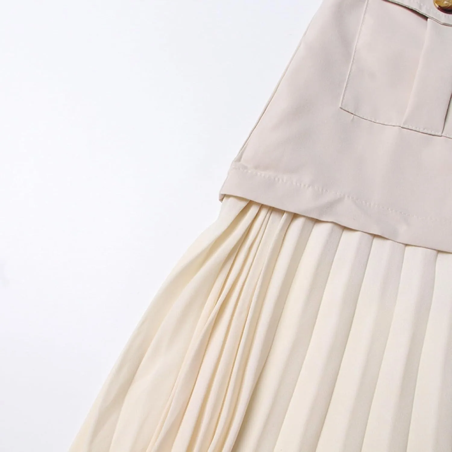 Women High Waist Irregular Solid Color Dressy Chiffon Maxi Skirt Flowy Patchwork A Line Long Pleated Skirt