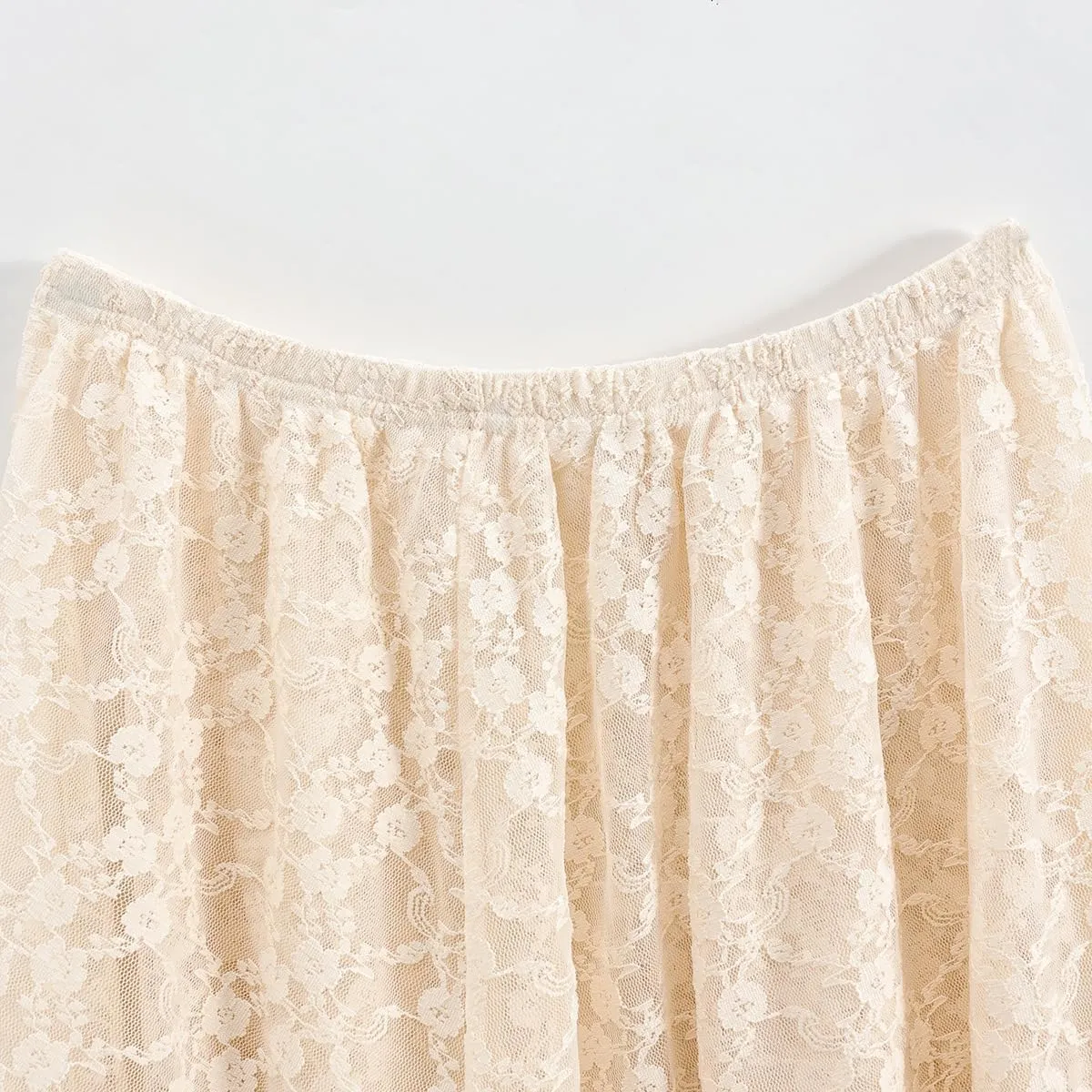 Women Irregular Side Skirt Lace Ruffle Skirt Pleated Long Skirt Low Waisted Y2K Maxi Skirts Casual Mini Skirt