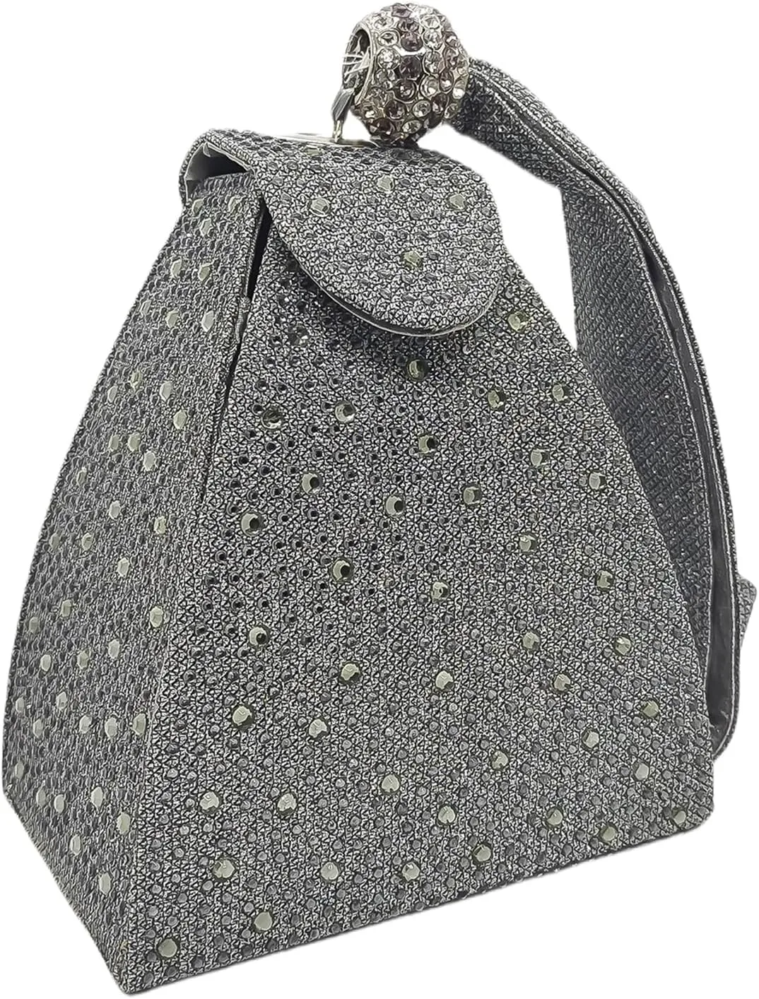 Women Rhinestone Unique Evening Bag Triangle Handbag Wristlet Clutch Purse Wrist Bag