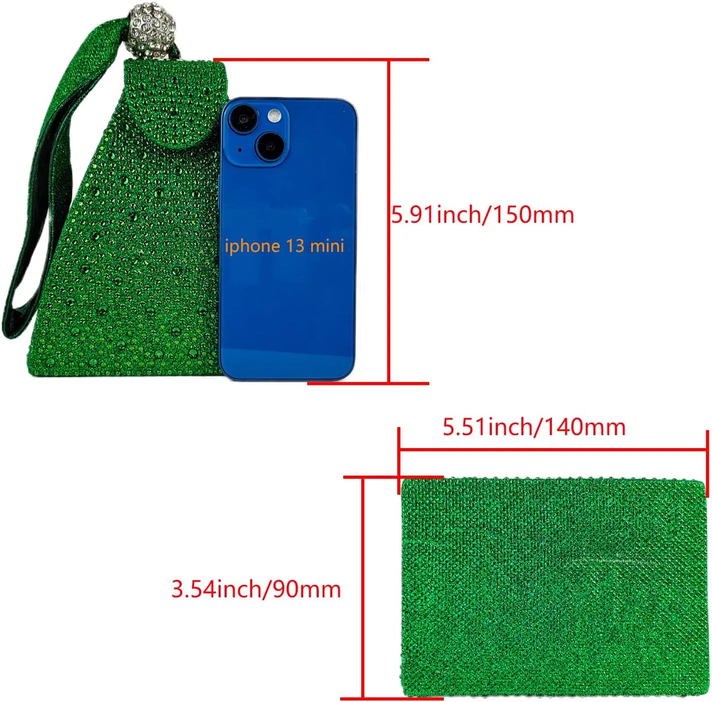 Women Rhinestone Unique Evening Bag Triangle Handbag Wristlet Clutch Purse Wrist Bag
