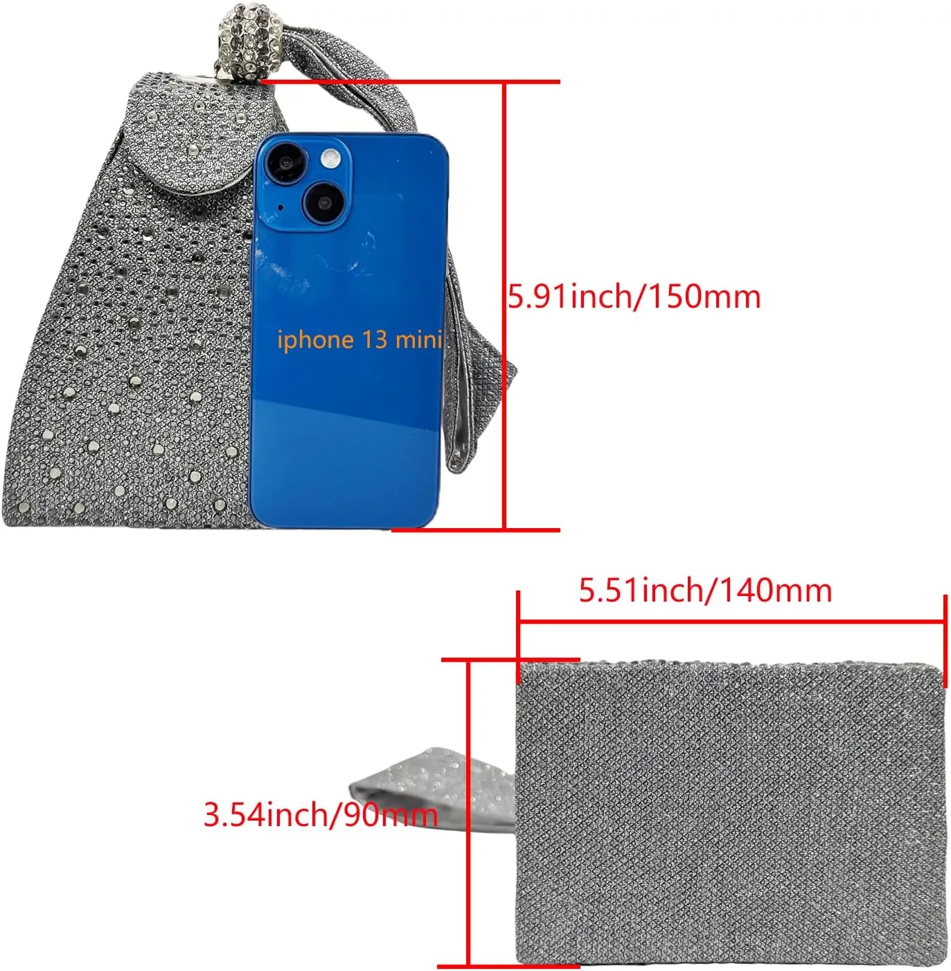 Women Rhinestone Unique Evening Bag Triangle Handbag Wristlet Clutch Purse Wrist Bag