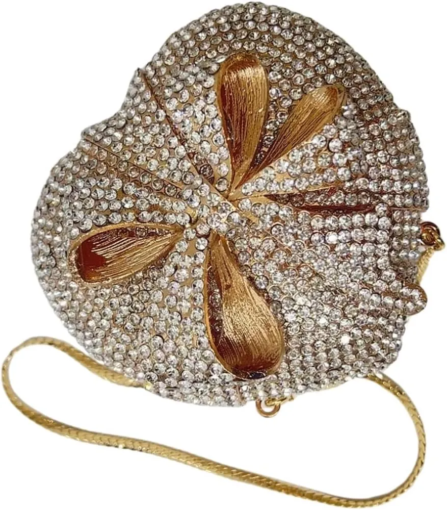 Women Romantic Gift Box Clutch Purse Crystal Heart Evening Bag with Bowknot Handbag for Christmas Valentine's Day