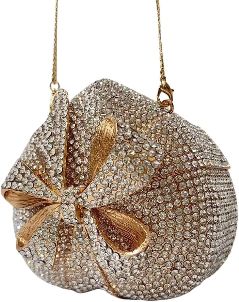 Women Romantic Gift Box Clutch Purse Crystal Heart Evening Bag with Bowknot Handbag for Christmas Valentine's Day