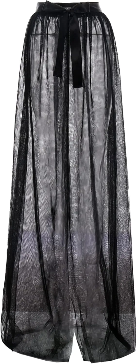 Women Tulle Tutu Long Skirts Festival Wedding Party Cocktail Prom Bandage Mesh Maxi Dress Overskirt