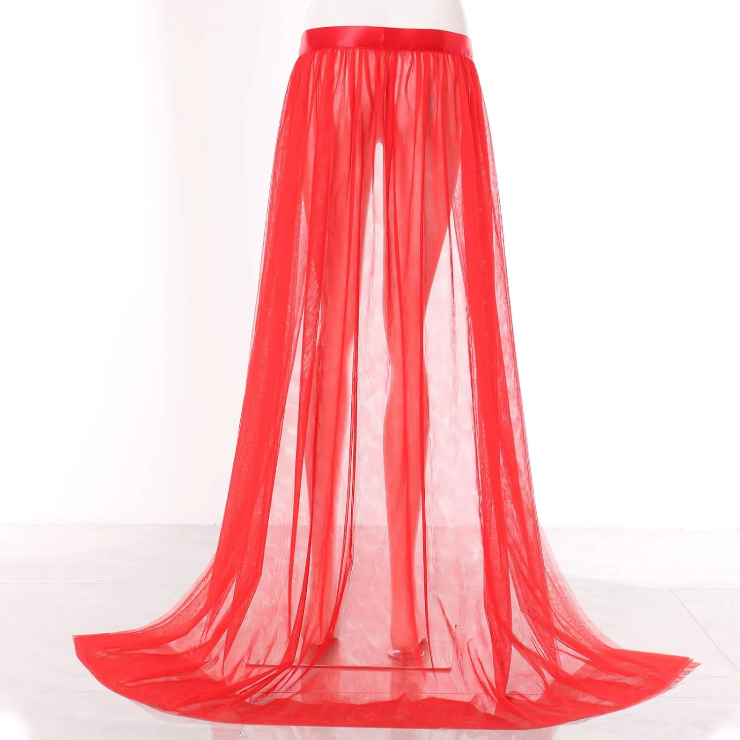 Women Tulle Tutu Long Skirts Festival Wedding Party Cocktail Prom Bandage Mesh Maxi Dress Overskirt