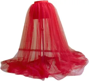Women Tulle Tutu Long Skirts Festival Wedding Party Cocktail Prom Bandage Mesh Maxi Dress Overskirt