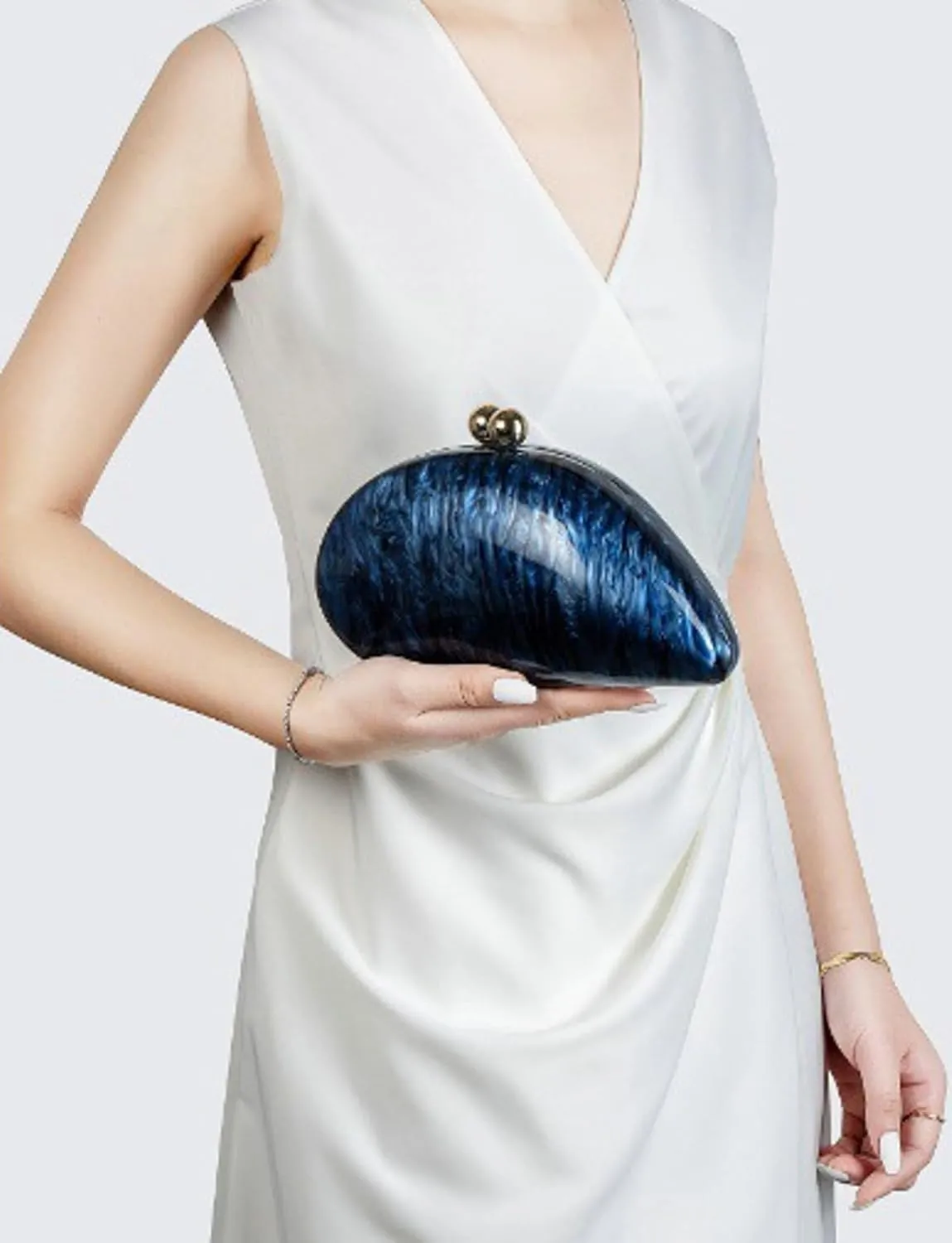 Women Unique Acrylic Evening Clutch Chain Shoulder Crossbody Bag Wedding Party Banquet