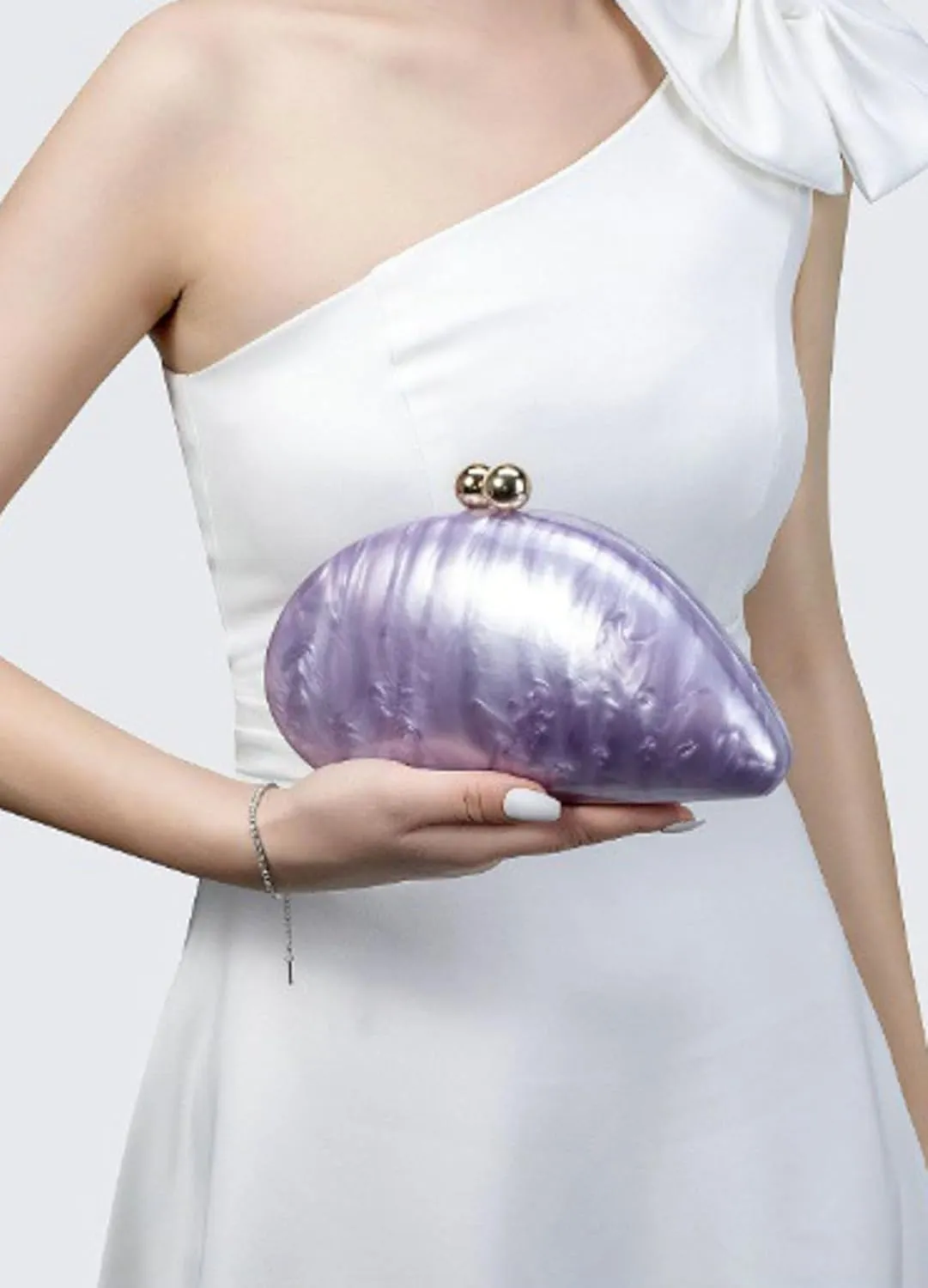 Women Unique Acrylic Evening Clutch Chain Shoulder Crossbody Bag Wedding Party Banquet