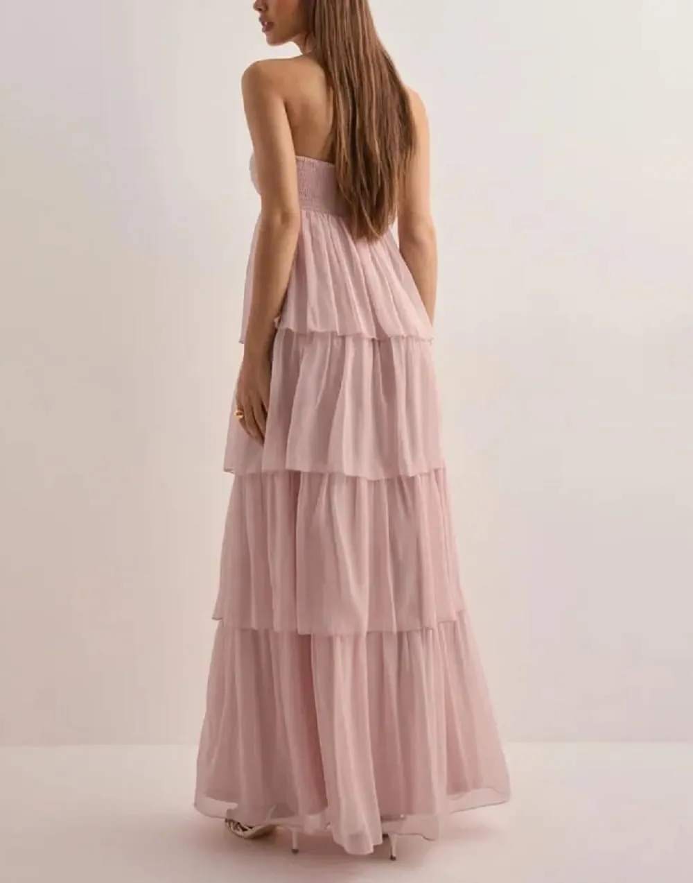 Women Y2K 2 Piece Maxi Skirt Set Strapless Crop Tube Top Ruffle Mesh Skirts Outfit Lace Trim Beach Outfit