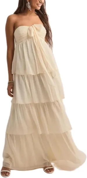 Women Y2K 2 Piece Maxi Skirt Set Strapless Crop Tube Top Ruffle Mesh Skirts Outfit Lace Trim Beach Outfit
