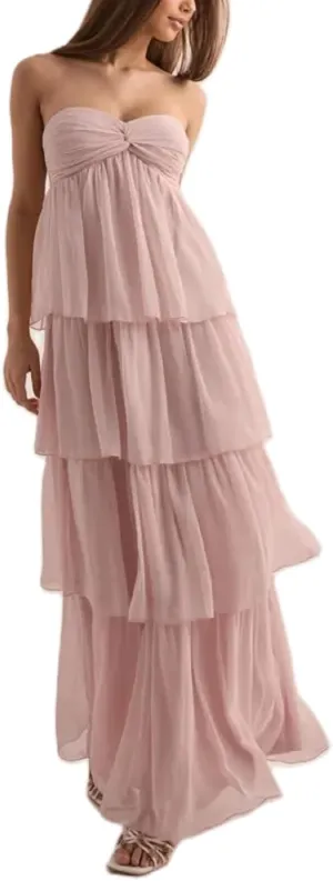 Women Y2K 2 Piece Maxi Skirt Set Strapless Crop Tube Top Ruffle Mesh Skirts Outfit Lace Trim Beach Outfit