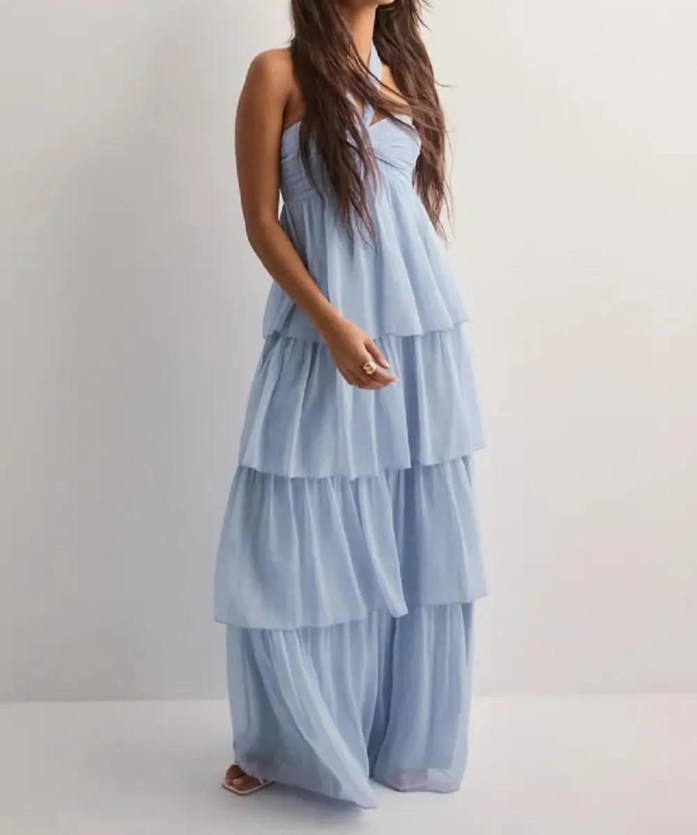 Women Y2K 2 Piece Maxi Skirt Set Strapless Crop Tube Top Ruffle Mesh Skirts Outfit Lace Trim Beach Outfit
