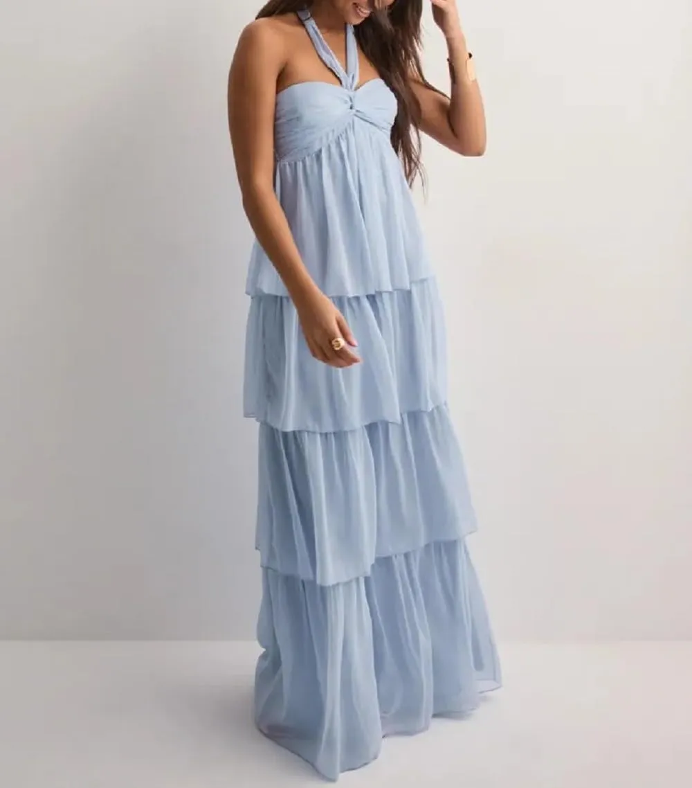 Women Y2K 2 Piece Maxi Skirt Set Strapless Crop Tube Top Ruffle Mesh Skirts Outfit Lace Trim Beach Outfit