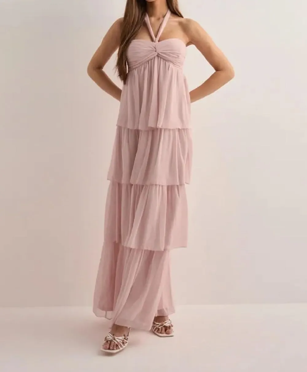 Women Y2K 2 Piece Maxi Skirt Set Strapless Crop Tube Top Ruffle Mesh Skirts Outfit Lace Trim Beach Outfit