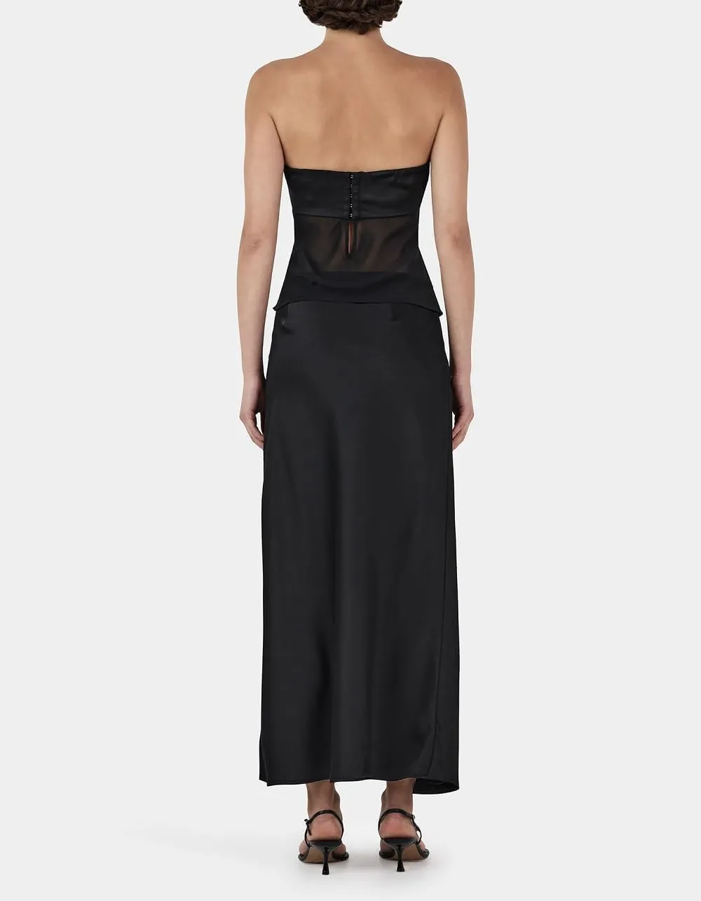Women Y2K 2 Piece Maxi Skirt Set Strapless Crop Tube Top Ruffle Mesh Skirts Outfit Lace Trim Beach Outfit