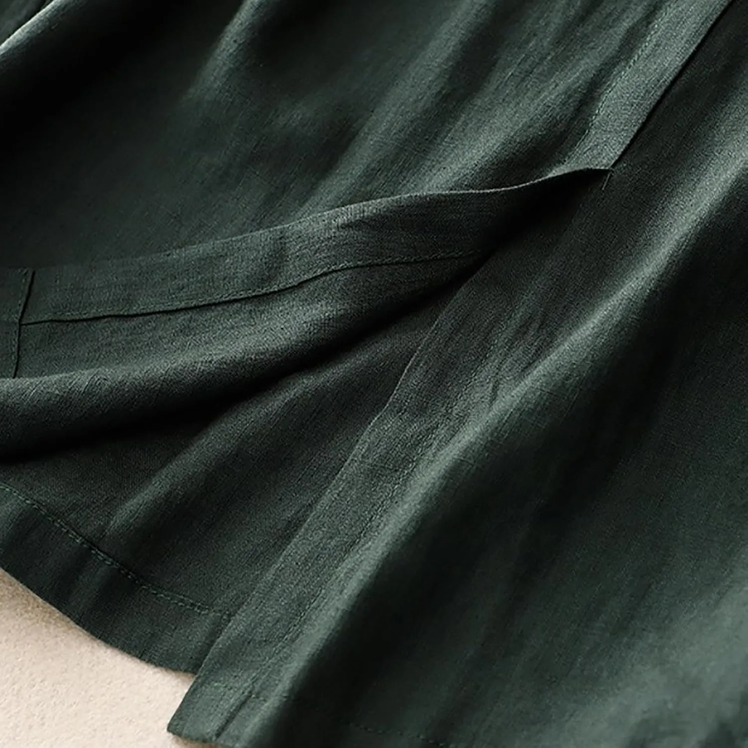 Womens Button Linen Long Maxi Skirts Vintage Plus Size Elastic High Waisted Skirt Flowy Summer Dress