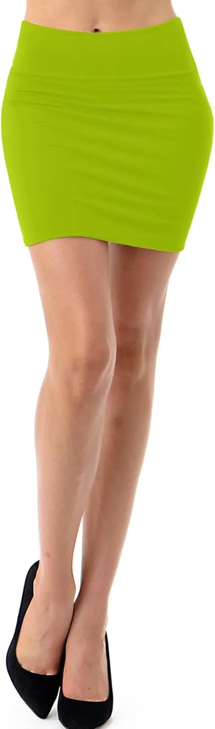 Women's Casual Rayon Stretchy Bodycon Pencil Mini Skirt