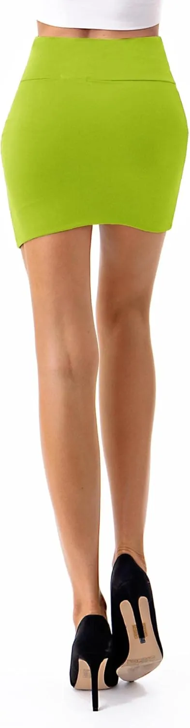 Women's Casual Rayon Stretchy Bodycon Pencil Mini Skirt