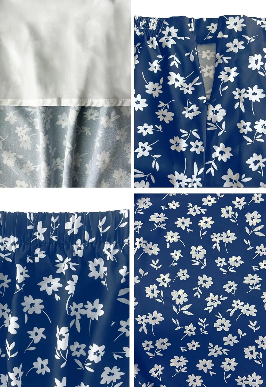 Womens Floral Print Midi Skirt Casual High Elastic Waist Zipper Vintage Long Boho Skirts for Women