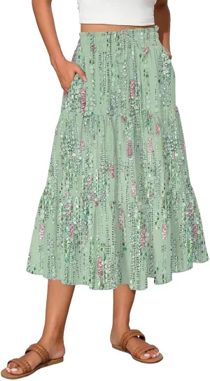Women's High Waisted Maxi Skirts Flowy Summer Skirt for Women Bohemian A-Line