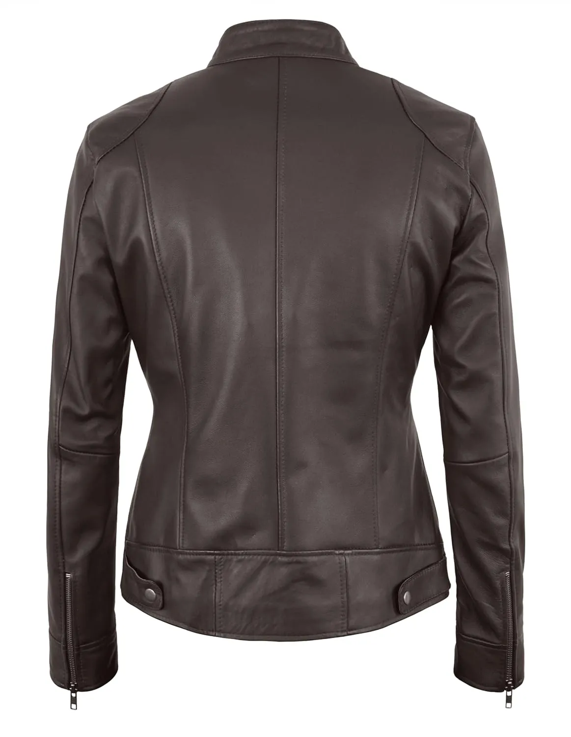 Womens Leather Jacket - Cafe Racer Moto Style Real Leather Jacket Women