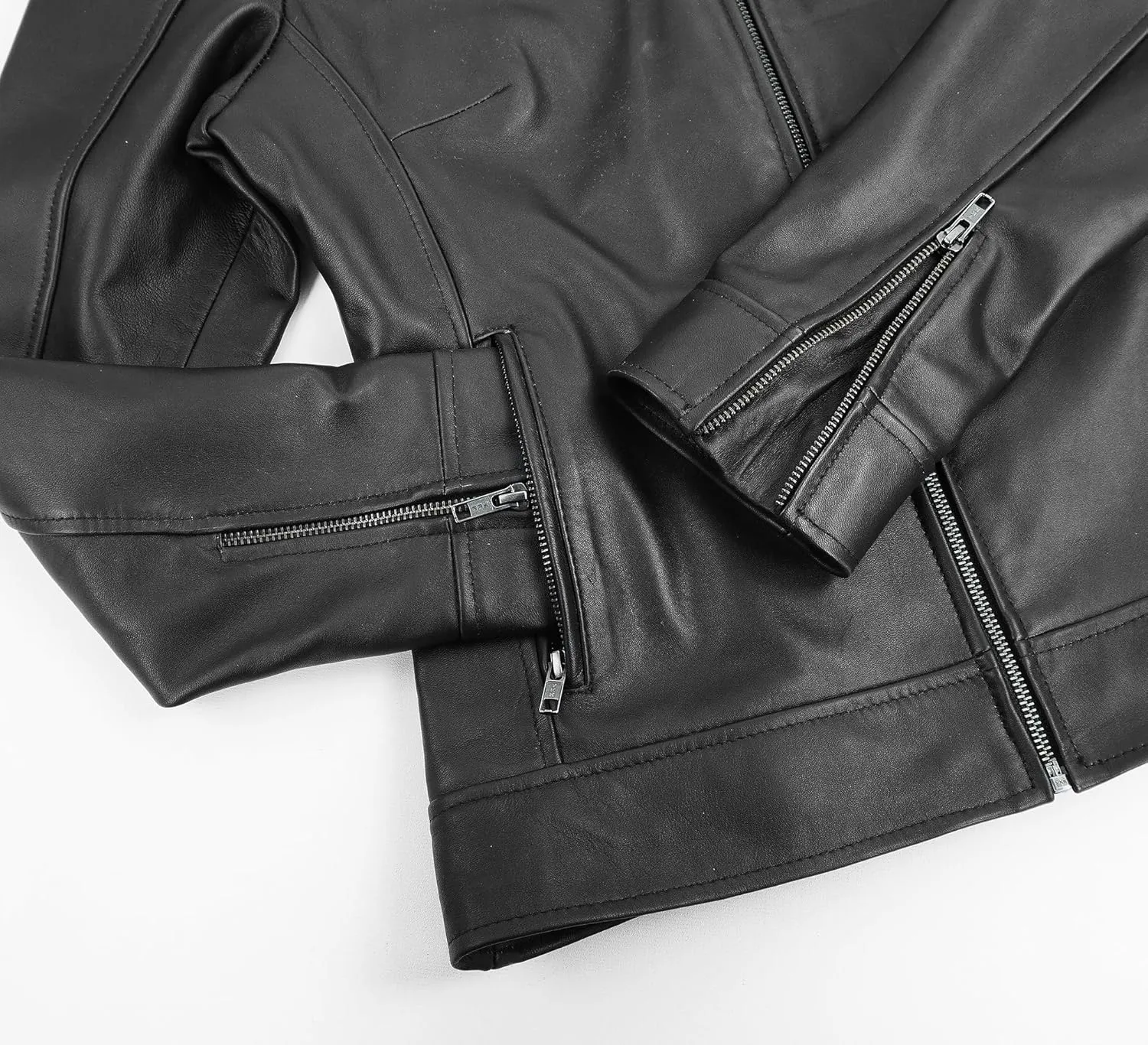 Womens Leather Jacket - Cafe Racer Moto Style Real Leather Jacket Women