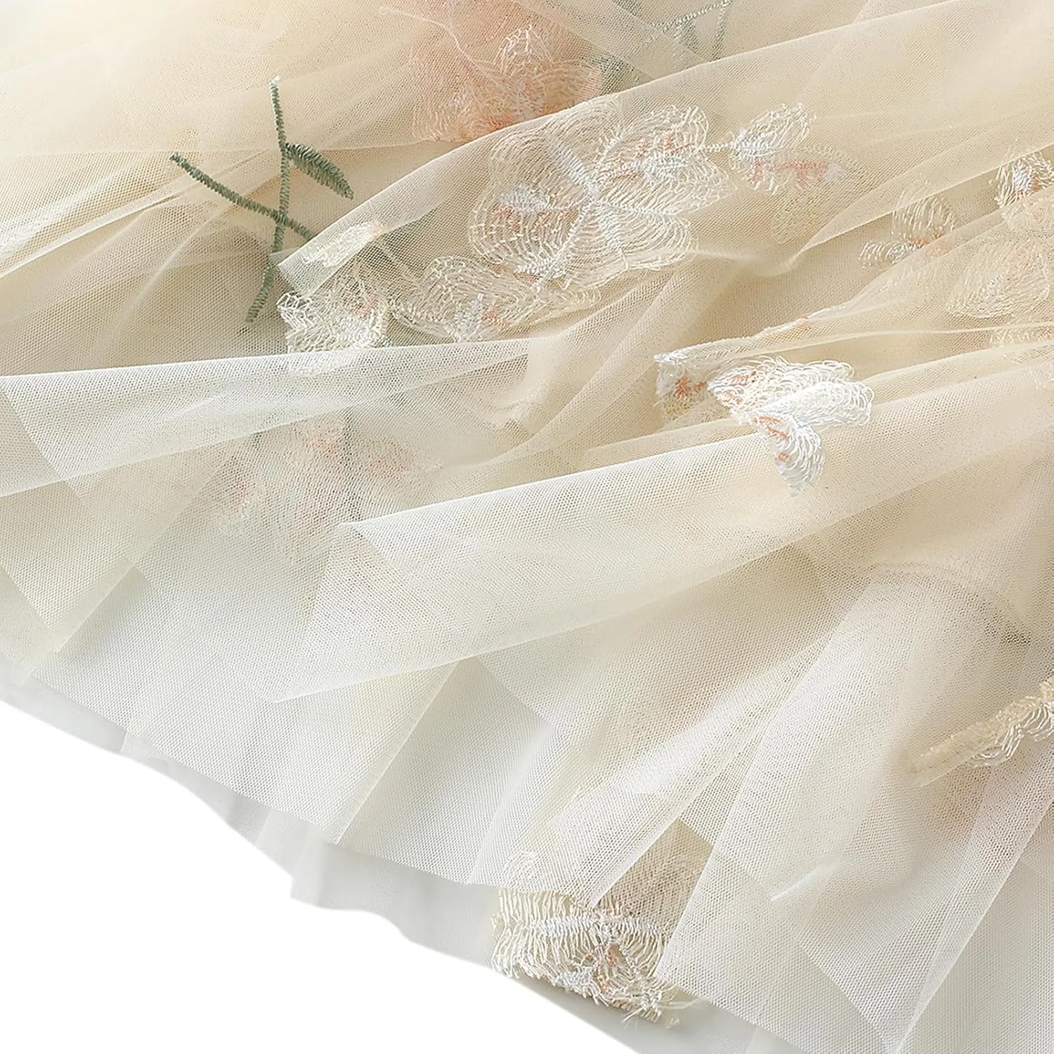 Women's Midi Length Skirt Layered Tulle A Line Skirts Embroidery/Floral Print