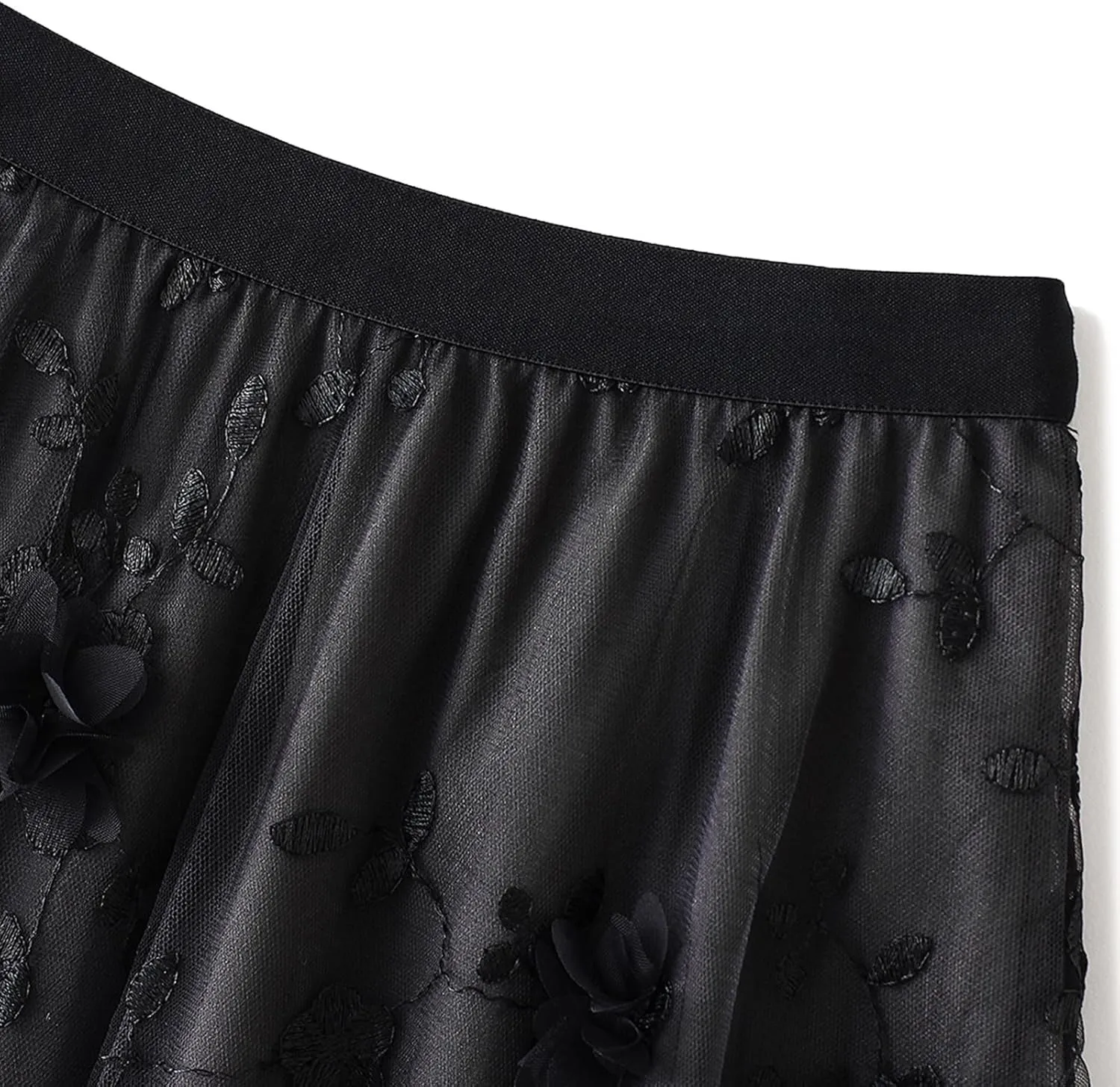 Women's Midi Length Skirt Layered Tulle A Line Skirts Embroidery/Floral Print
