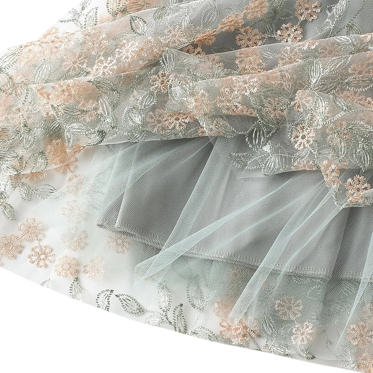 Women's Midi Length Skirt Layered Tulle A Line Skirts Embroidery/Floral Print