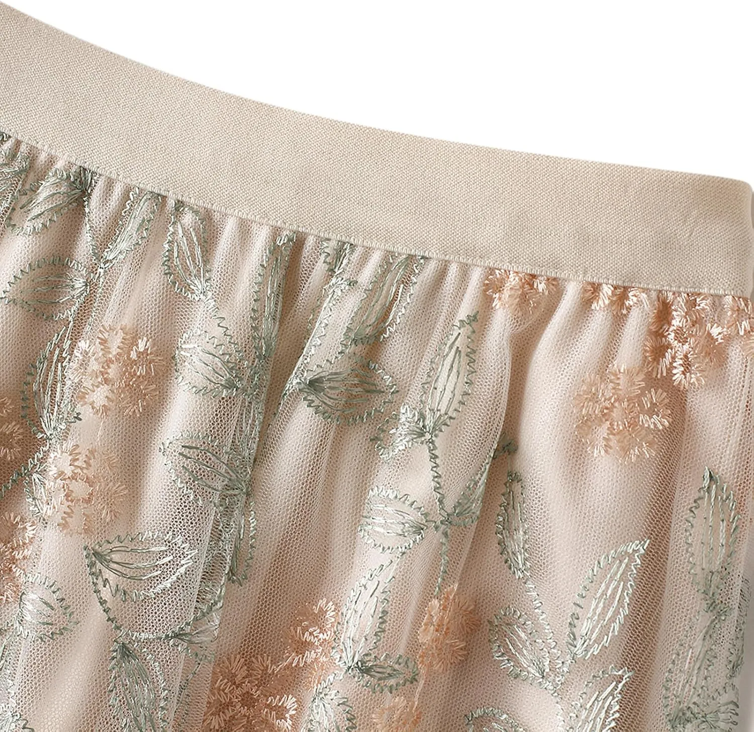 Women's Midi Length Skirt Layered Tulle A Line Skirts Embroidery/Floral Print