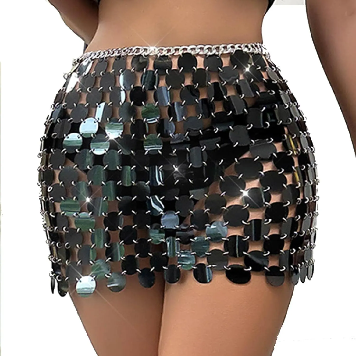 Women's Sequin Mini Skirts Sparkly Party Skirt High Waisted Dance Skorts Sexy 2025 Fashion Parties Skort