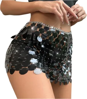 Women's Sequin Mini Skirts Sparkly Party Skirt High Waisted Dance Skorts Sexy 2025 Fashion Parties Skort