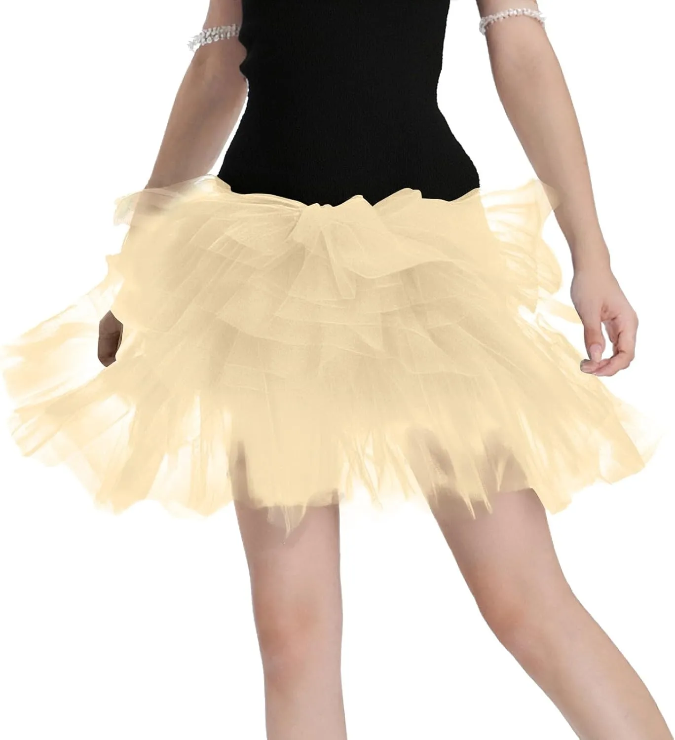 Women's Short Skirt Casual Loose Trendy Elastic High Waist Solid Color Party Dance Fluffy Mesh Skirts 2025, S-L