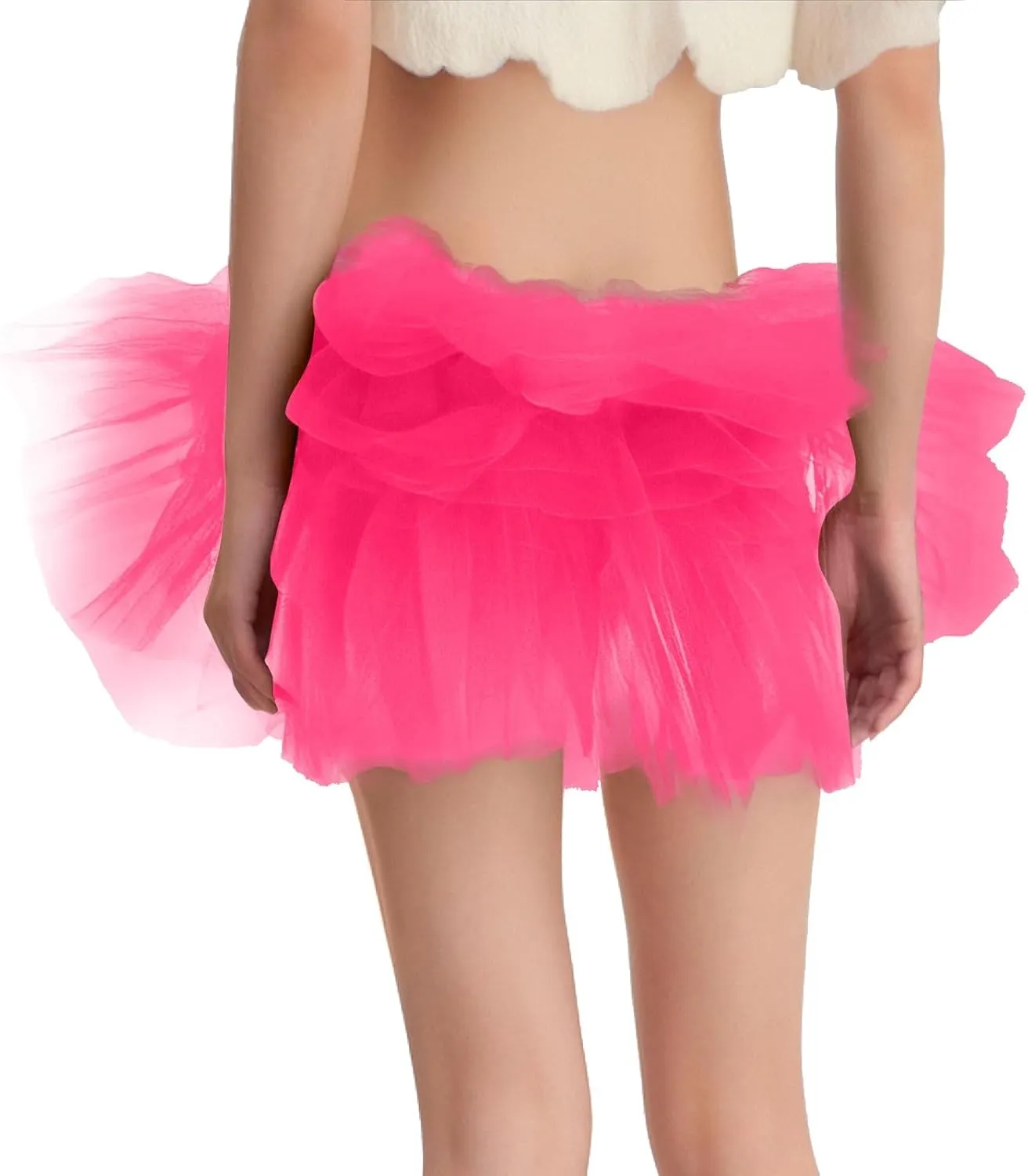 Women's Short Skirt Casual Loose Trendy Elastic High Waist Solid Color Party Dance Fluffy Mesh Skirts 2025, S-L