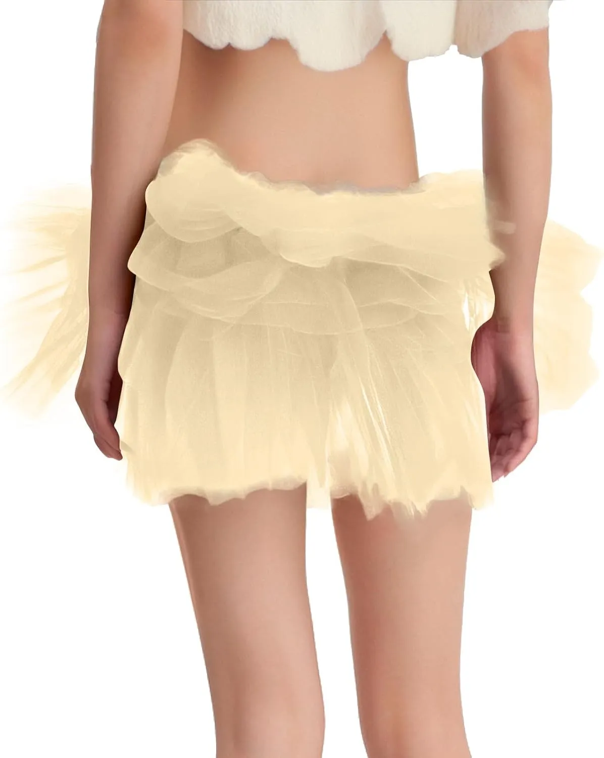 Women's Short Skirt Casual Loose Trendy Elastic High Waist Solid Color Party Dance Fluffy Mesh Skirts 2025, S-L