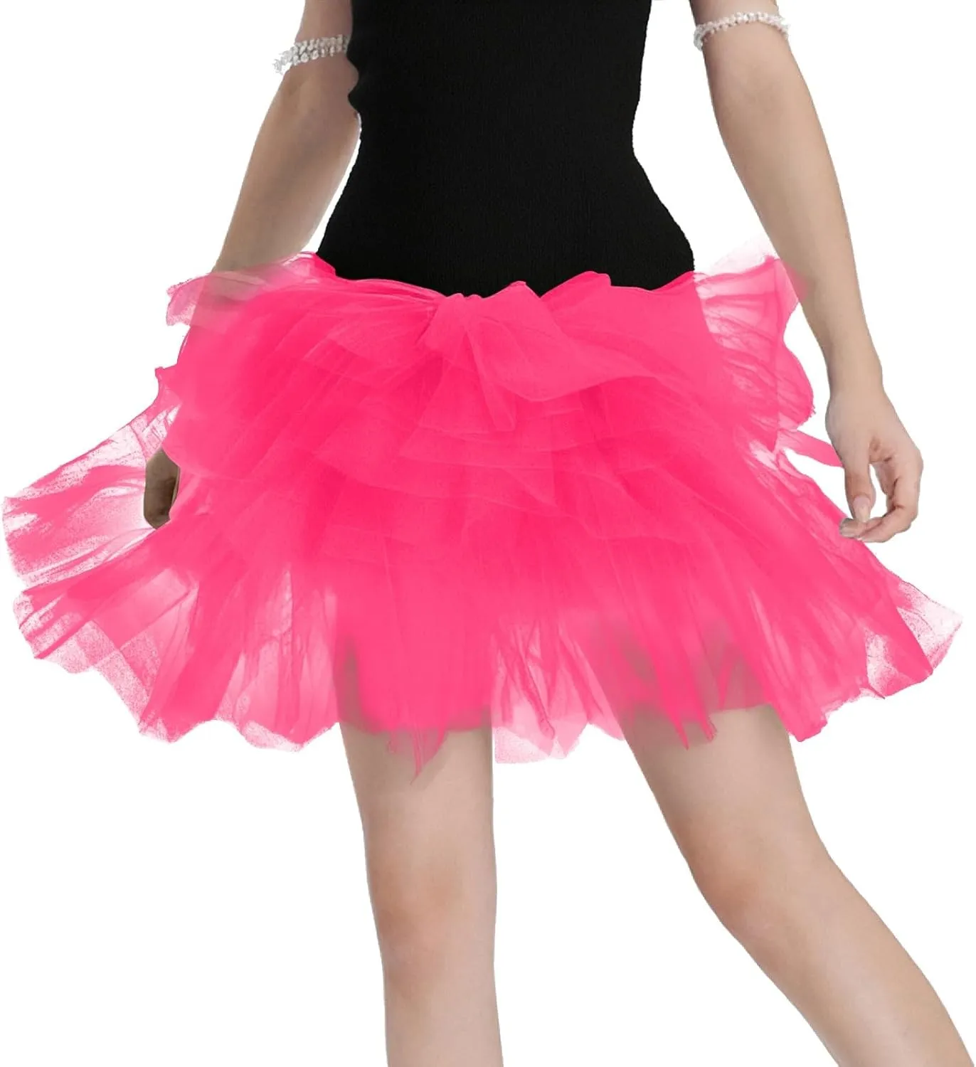 Women's Short Skirt Casual Loose Trendy Elastic High Waist Solid Color Party Dance Fluffy Mesh Skirts 2025, S-L