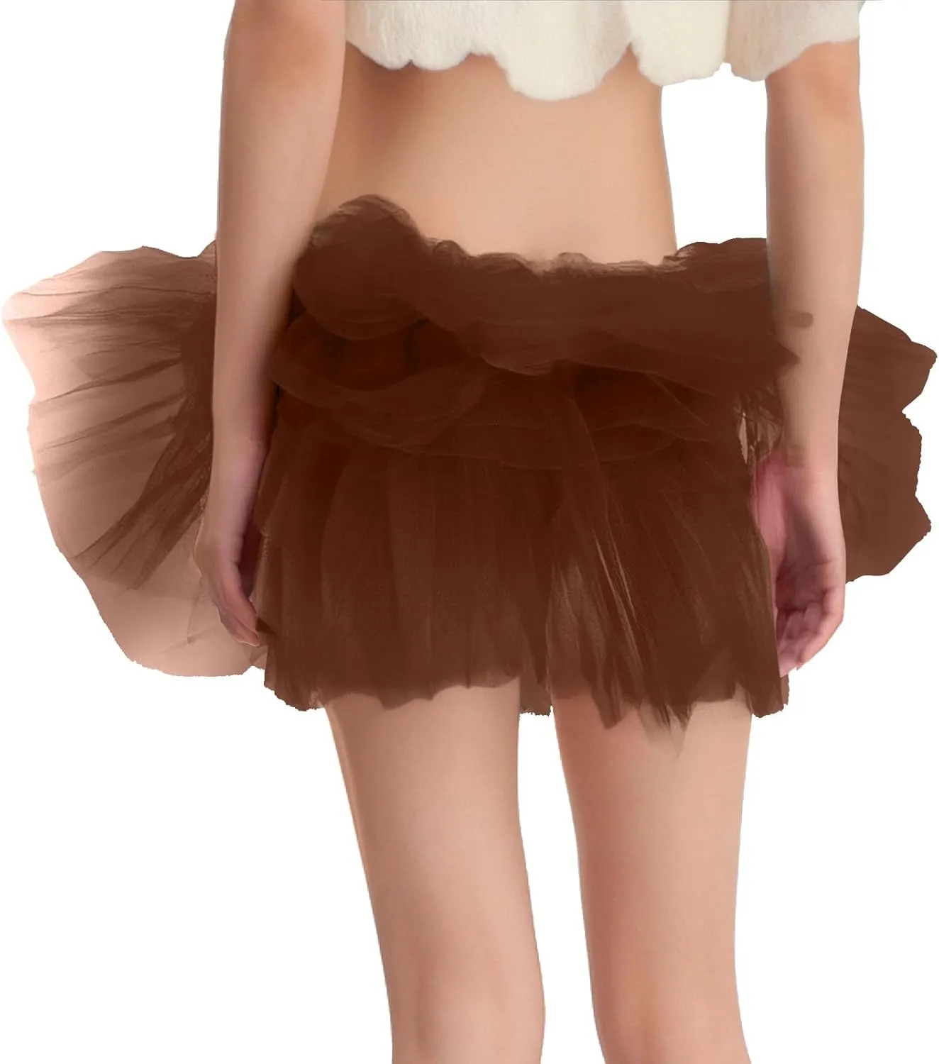 Women's Short Skirt Casual Loose Trendy Elastic High Waist Solid Color Party Dance Fluffy Mesh Skirts 2025, S-L