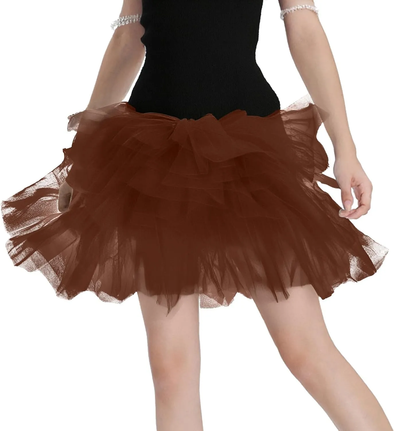 Women's Short Skirt Casual Loose Trendy Elastic High Waist Solid Color Party Dance Fluffy Mesh Skirts 2025, S-L