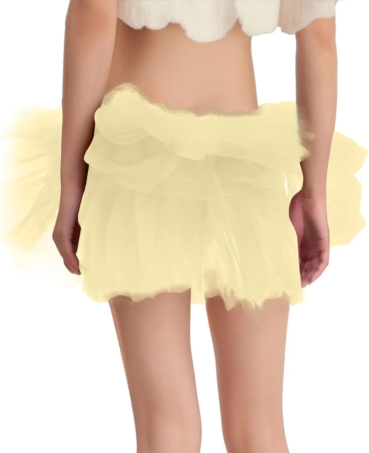 Women's Short Skirt Casual Loose Trendy Elastic High Waist Solid Color Party Dance Fluffy Mesh Skirts 2025, S-L