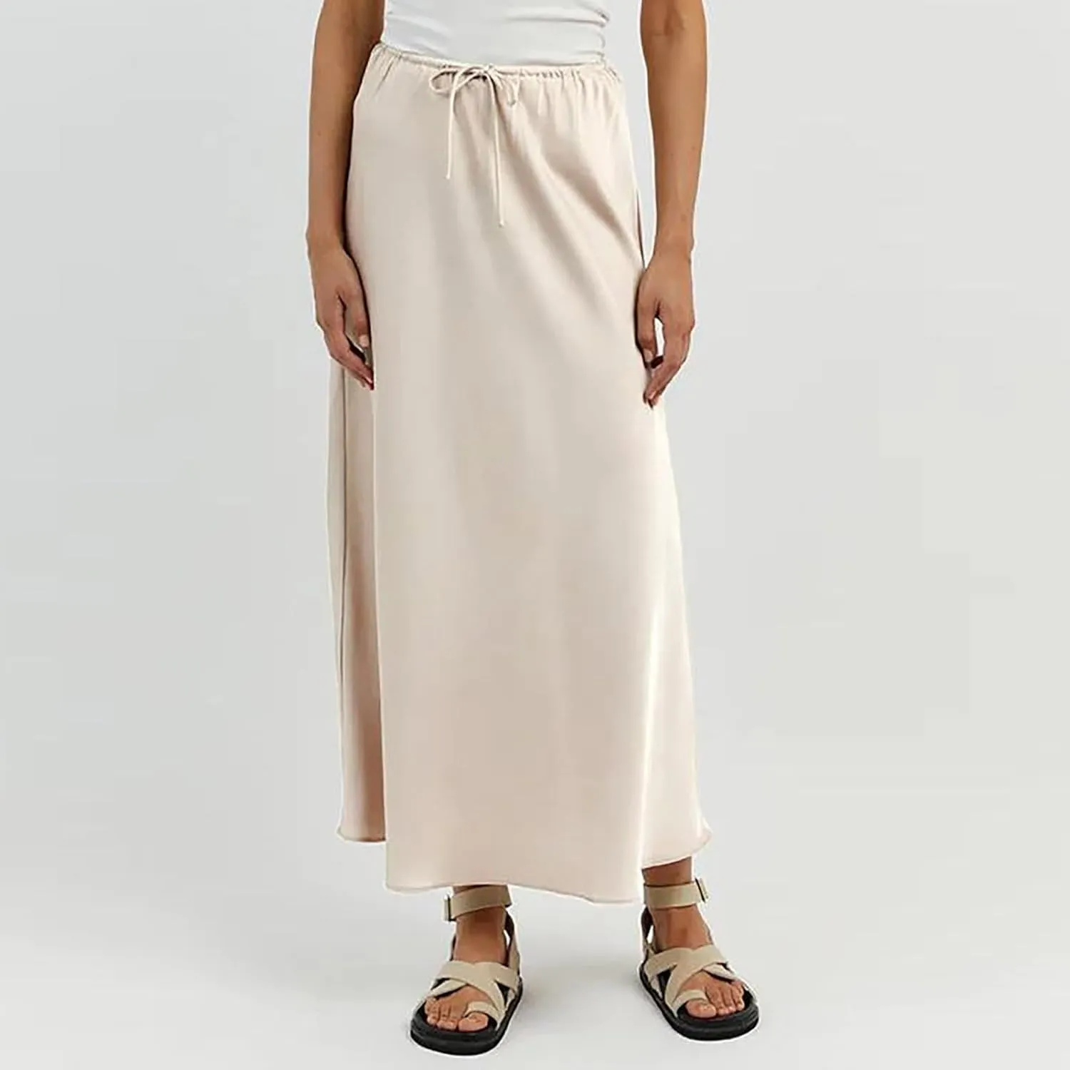 Women's Skirts Elastic Waist High Pure Color Split in The Dress Clothing Spring Outfits