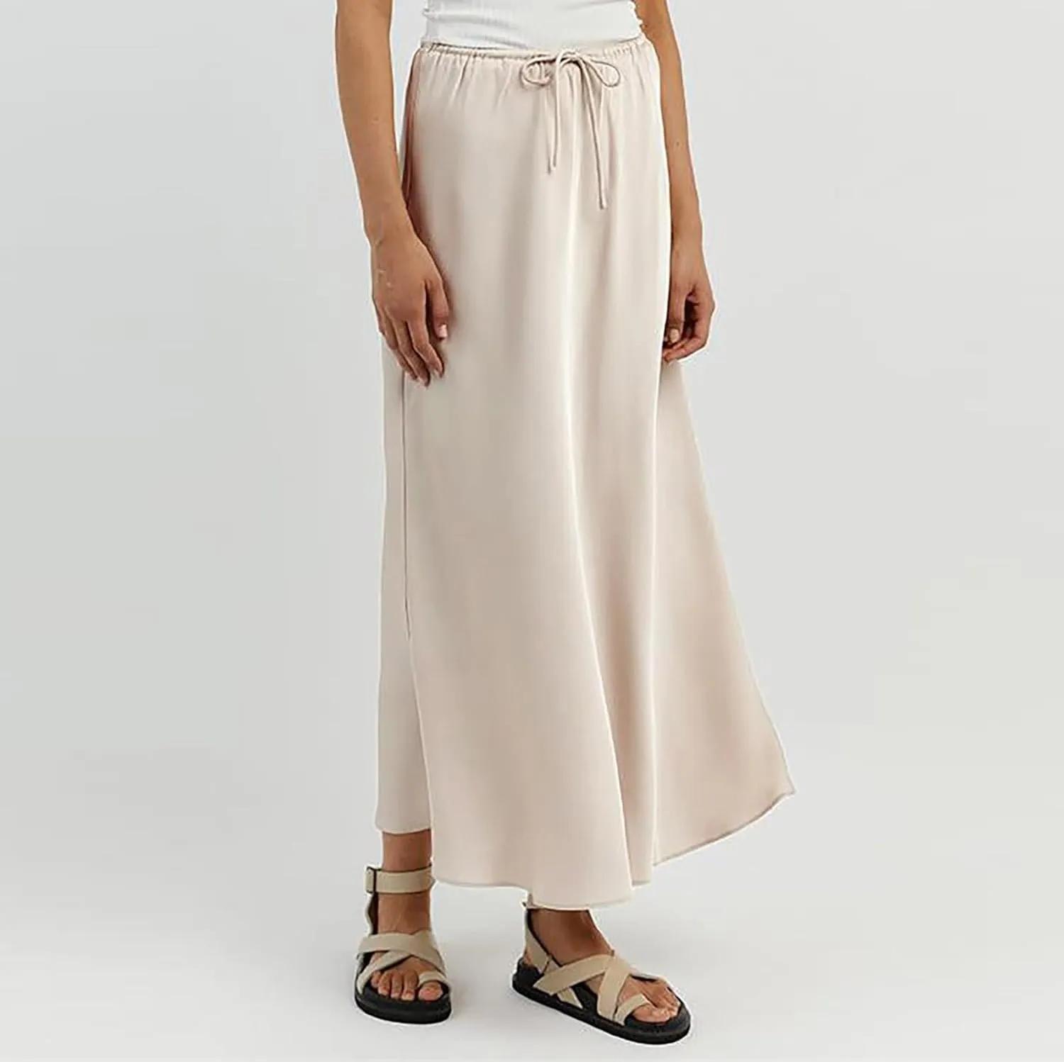 Women's Skirts Elastic Waist High Pure Color Split in The Dress Clothing Spring Outfits