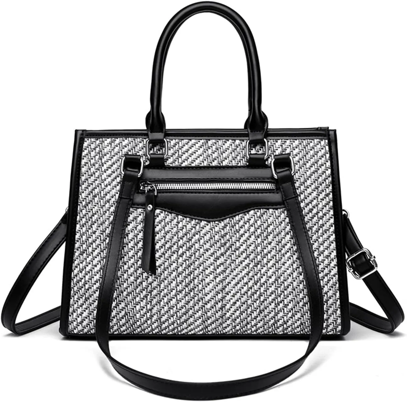 Women's Stylish Top Handle Satchel Bag PU Leather Weave Shoulder Bag Simple Crossbody Outdoor Stitching Handbag Pursebag350OWOISS